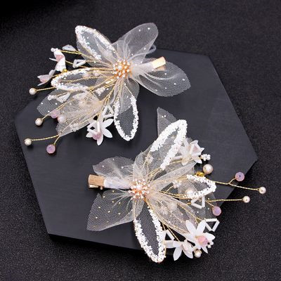 Flower Side Hair Clips Pearl Bridal Headpiece Wedding - Click Image to Close